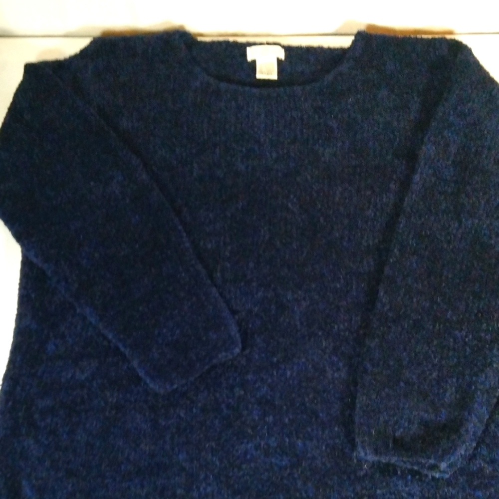 Yarnworks Women's Navy Blue Side Slit Sweater Size XL Winter Fall Cozy Spring